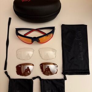 Evil Eye Elate NG E039 S Austria Performance Sunglasses Blue/Red with 3 Lenses